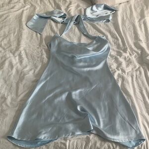 Altar'd State Sky Blue Dress Halter Mini Dress